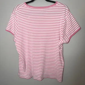 L.L. Bean Womens Size XL Pink White Stripe Short Sleeve Crew Neck Pullover Shirt thumbnail 4
