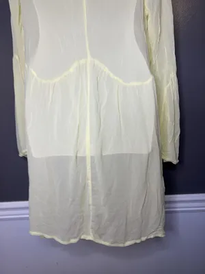 LACAUSA Anthropologie Dress Women Medium Yellow Sheer Bell Sleeve Trapeze Swing thumbnail 8