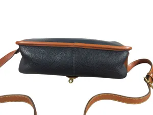 VTG Dooney & Bourke AWL Navy British Tan Pebbled Leather Messenger Top Handle thumbnail 7