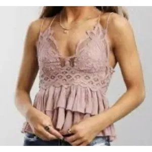 Free People Adella Cami Dusty Mauve | Size Large | NWT Feminine Crochet Top thumbnail 1