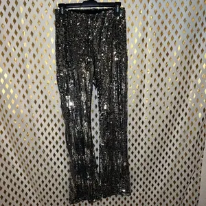 Disco pants full sequin pants silver mirror sequined bootcut flared dress pants thumbnail 2