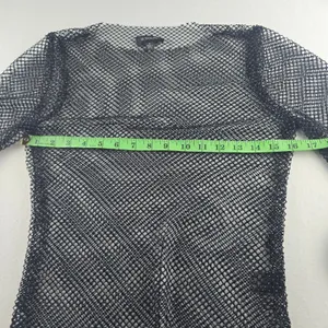 Retroluxe -1726 Black‎ Rhinestone Mesh Top Long Sleeve Fishnet Women's Small thumbnail 7