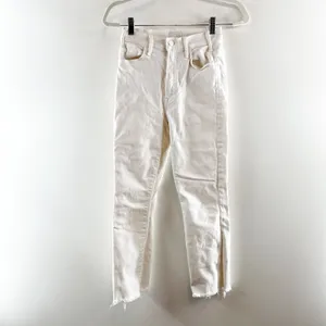 Mother The Hustler High Waisted Ankle Fray Jeans Fairest Of Them All White 24 thumbnail 2