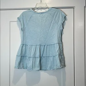 Altar’d State Light Blue Women's Tiered babydoll V-Neck Top size medium thumbnail 5