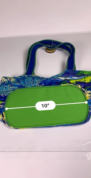 Guy Harvey Dolphin Sequin Tote Bag Blue Green Beach Resort Ocean Coral 14x10 thumbnail 15