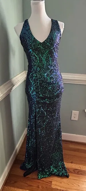 Sequin Dress with black, Green and Blue Pattern- xl nwot thumbnail 1