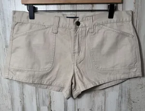 Abercrombie &‎ Fitch Vtg Y2K Khaki Cream Button Mini Micro Short Womens Size 8 thumbnail 1