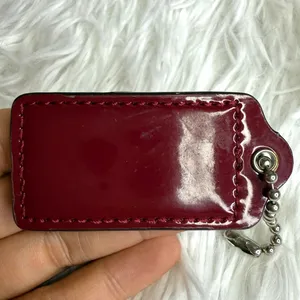 2" COACH Burgundy Fob Bag Charm Hang tag Hangtag thumbnail 2