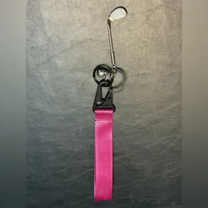 Nike Fuchsia Key Chain W/ Black Logo Patch w/ Silver Golf Club & Golf Ball NWOT thumbnail 6