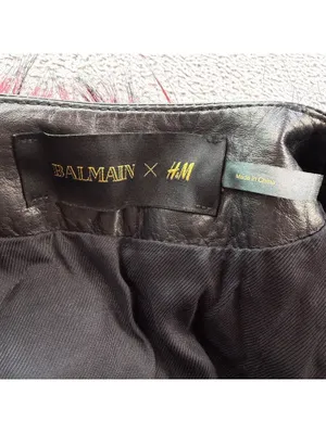 Balmain x H&M 2015 Red Black Faux Fur Leather Trim Cropped Jacket Women's US thumbnail 4