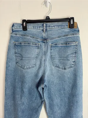 American Eagle Strigid Curvy Embellished Bling Super High Waist Baggy Straight Jeans sz 10L thumbnail 5
