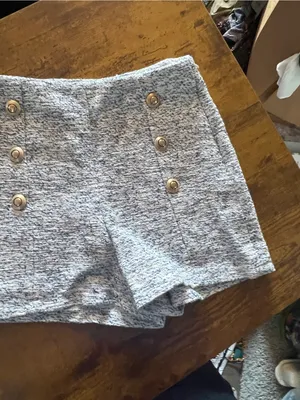 Zara Women’s Blue Textured Sailor Shorts thumbnail 2