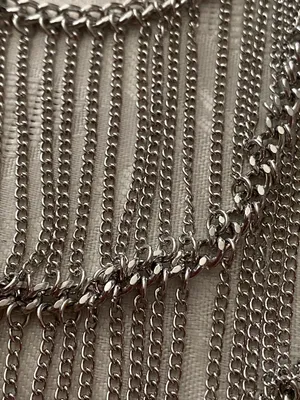 DaVinci Silver Tone Necklace & Earrings Set 3 Rows Fringe Statement Festival New thumbnail 4