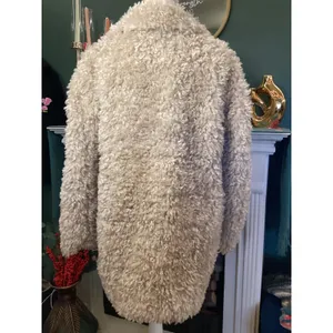 Lulus‎ Faux Fur Coat XS Beige Curly Sherpa Button Front Coat thumbnail 3