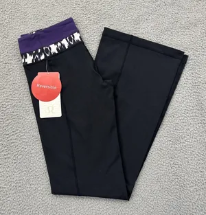 NWT Y2K Lululemon Groove Pants Black Flare Reversible Athleisure Women's 6 x 31 thumbnail 1