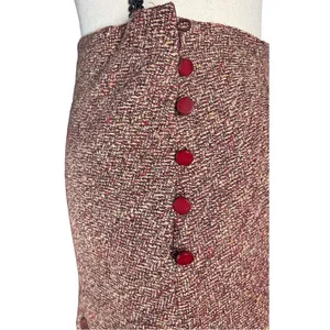 Vintage Express Burgundy Tweed Floral Appliqué Skirt | Y2K | Size 1/2 thumbnail 11