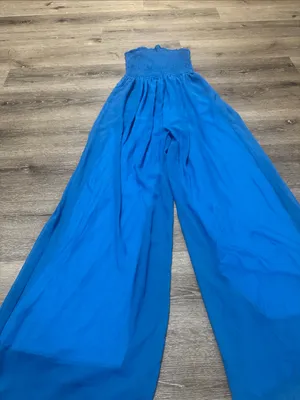 Strapless Wide-Leg Jumpsuit in Cobalt Blue thumbnail 5
