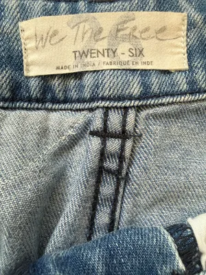 Free People We The Free Down To Earth Boho Hippie Patchwork Denim Jeans thumbnail 3