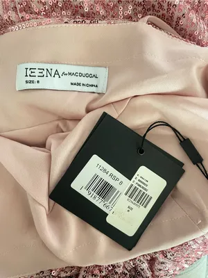 IEENA for Mac Duggal Sequined Twist Front Bow Column Gown Dress Pink Rose US 8 thumbnail 5
