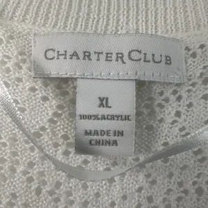 Charter Club Womens XL White Open Front Pointelle Knit Cardigan thumbnail 3