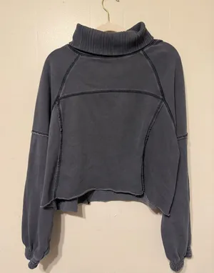 aerie Charcoal Cropped Mock Neck Sweater thumbnail 1