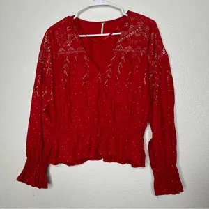 Free People Counting Stars Peasant Blouse‎ XS thumbnail 1