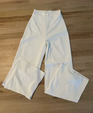 High-Waist Wide Leg Women’s Pants - White thumbnail 1
