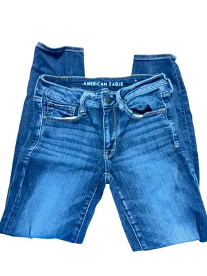 American Eagle Skinny Jeans Next Level Stretch Blue Denim Size 6 Short thumbnail 2