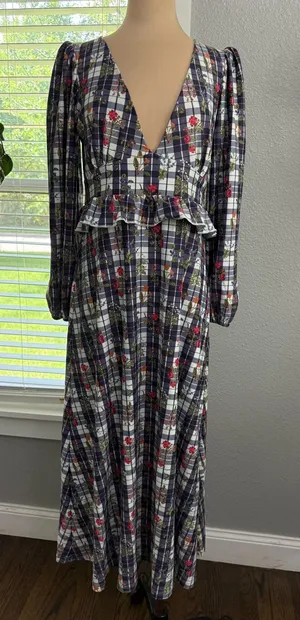 Smith & Quinn Gardener's Plaid Midi Dress Size Large thumbnail 1