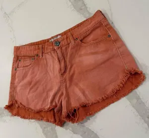 Free People Raw Hem CutOff Denim Jean Shorts Womens 30 Faded Burnt Orange Summer thumbnail 2