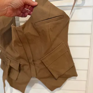Zara Pocket Halter Vest Top Sz XS Khaki Preppy thumbnail 3