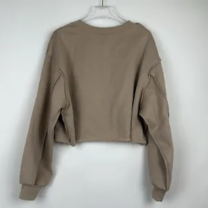 Amazhiyu Cropped Sweatshirt Long Sleeves Pullover Fleece Crop Top Medium Tan thumbnail 7