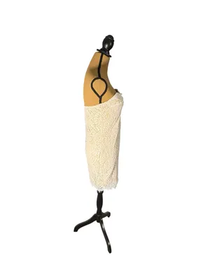 Superdown Kendall Lace Mini Dress L White Cream Strapless Eyelash Lace Bodycon thumbnail 2