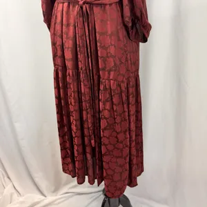 Banana Republic Floral Midi Dress L Tiered 3/4 Sleeve Dark Romantic Whimsigoth thumbnail 4