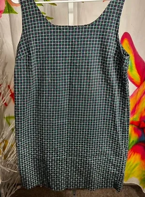 X13. Joe Fresh green and white grid print dress Size L thumbnail 1