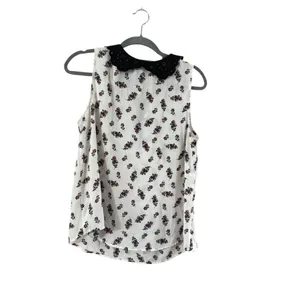 Women's Lauren Conrad M White Floral Sleeveless Blouse thumbnail 9