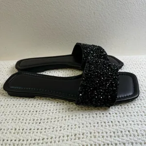 New. Elegant Black Beaded Women's Casual Slide Sandals– Comfortable thumbnail 4