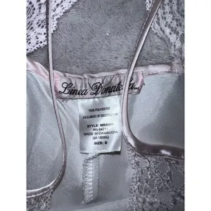 Women's Linea Donatella White & Pink Satin Robe & Chemise Set S thumbnail 8