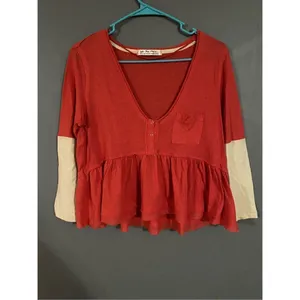 Free People Women's Colorblock Cotton Peplum Cropped Top Size Small thumbnail 3