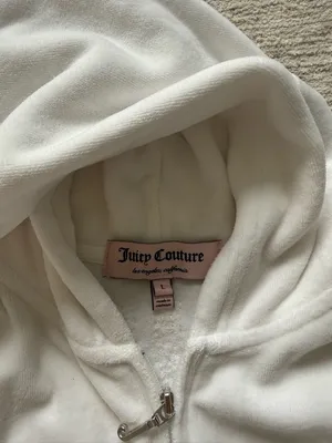 Vintage Juicy Couture White Zip Hoodie with Front Pockets (Size Large) thumbnail 4