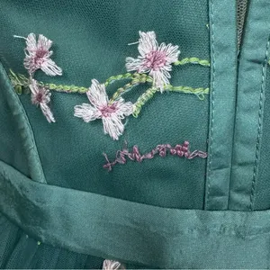 Green Embroidered Tulle Corset Mini Dress 12 Fairycore Prom Homecoming Formal thumbnail 3