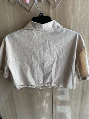Size small button up collar crop top White thumbnail 4