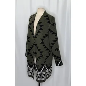 NWT!! FRYE Patterned Cozy Cardigan Sweater Burnt Olive Combo Green X-Large thumbnail 7