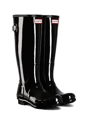 Hunter Black Original Adjustable Gloss Talk Rain Boots thumbnail 2
