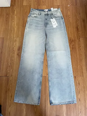 Zara high waisted super wide light blue jeans nwt thumbnail 3