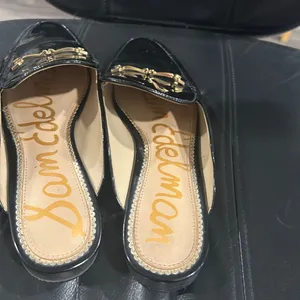 Sam Edelman Black Patent Mules with Gold Detail thumbnail 4
