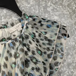 Ann Taylor LOFT Women's Indie Boho Leopard Print Top - Size Medium - Metallic thumbnail 2