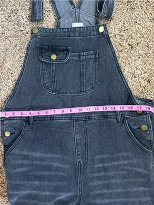 Large Black Denim Overalls Size 10 thumbnail 9