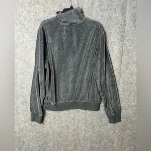Polo Ralph‎ Lauren Woman Size Medium Gray velour quarter-zip pullover thumbnail 7
