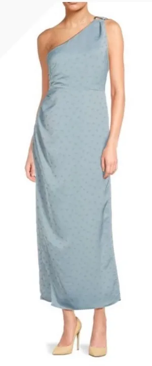 Favorite Daughter The Singles Table One Shoulder Maxi‎ Dress Blue Dot Size 6 thumbnail 1